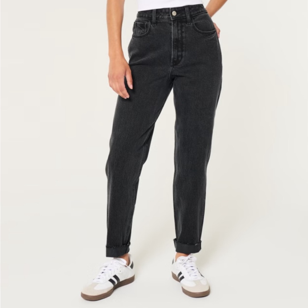 Ultra High-Rise Washed Black Mom Jeans